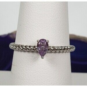 Amethyst Teardrop Faceted Sterling Silver 925 Signed FAS Ring Size 7